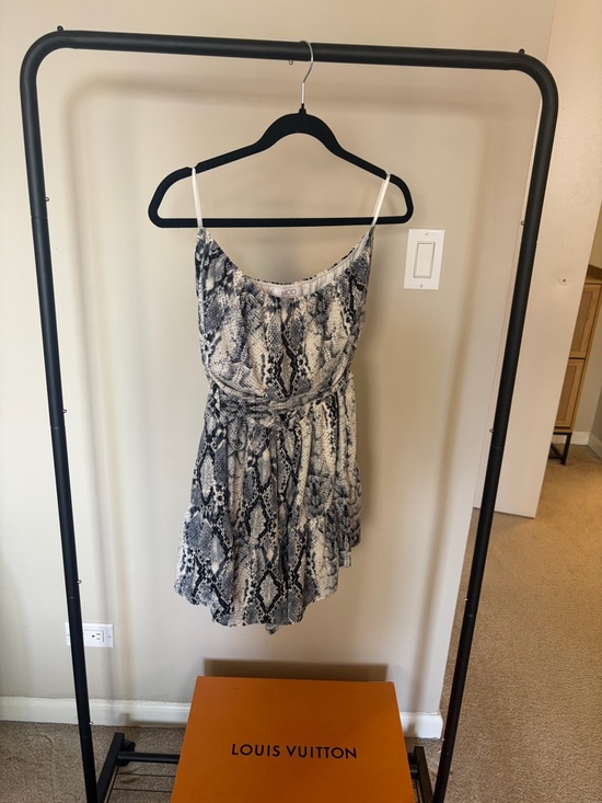 Dresses & Skirts - Snake Print Strapless Romper - Black & Cream